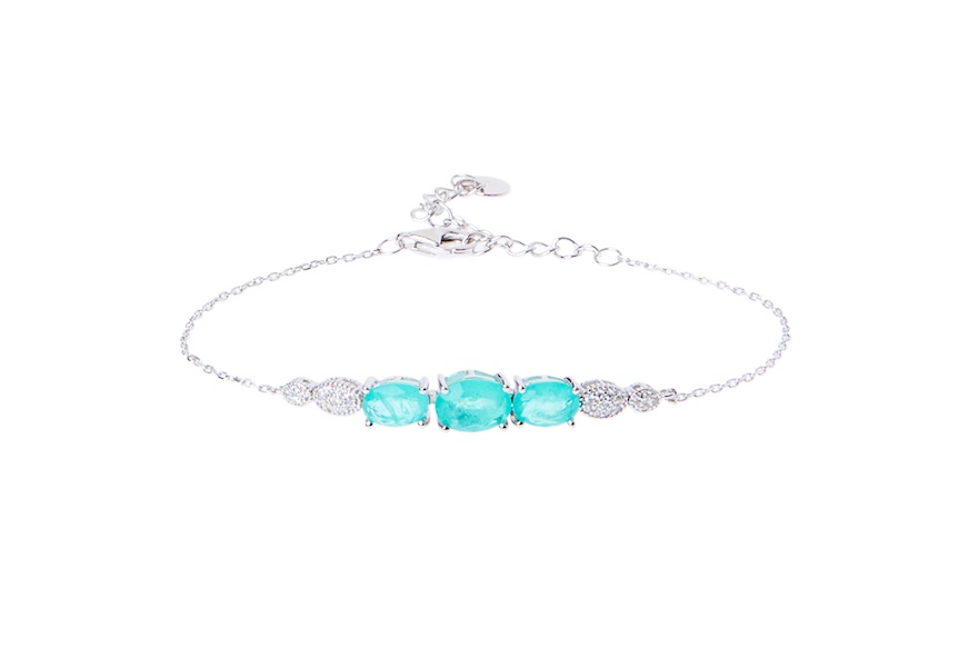 Bracciale argento con zirconi bianchi e pietra verde Sovrani