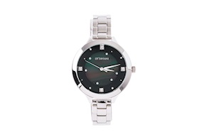 Orologio da polso donna acciaio con quadrante nero e cristalli Ottaviani