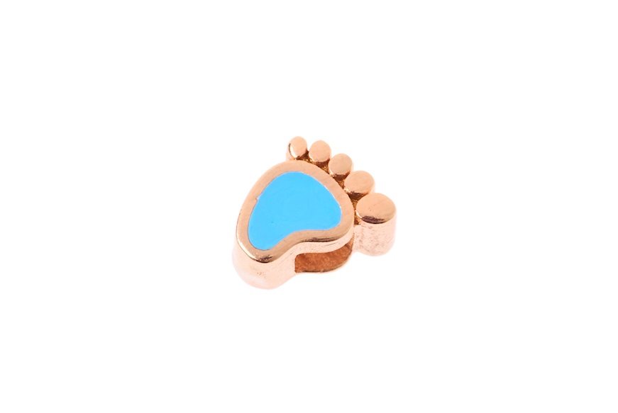 Baby Foot Charm Dancing Names silver rosè with enamel Sovrani
