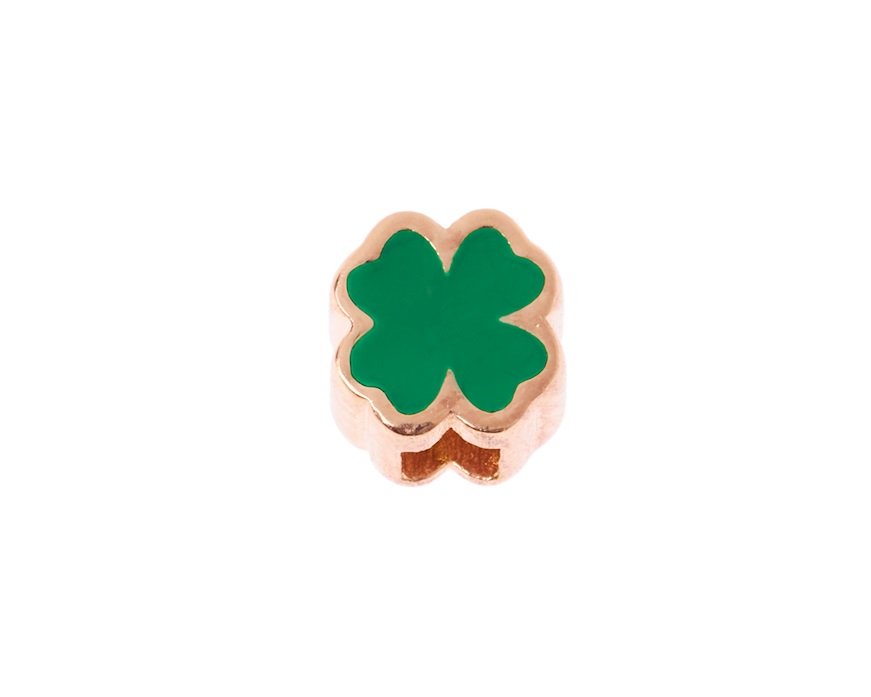 Quatrefoil Charm Dancing Names silver rosè with enamel Sovrani