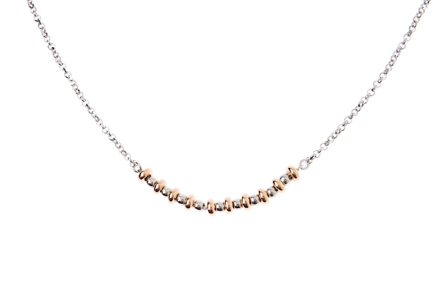 Collana argento con elementi centrali rosè Sovrani