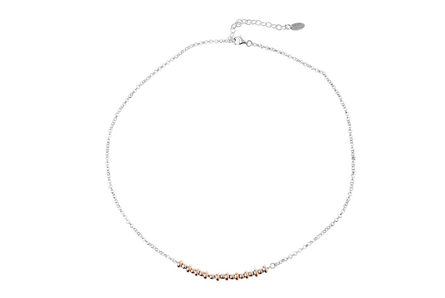 Collana argento con elementi centrali rosè Sovrani