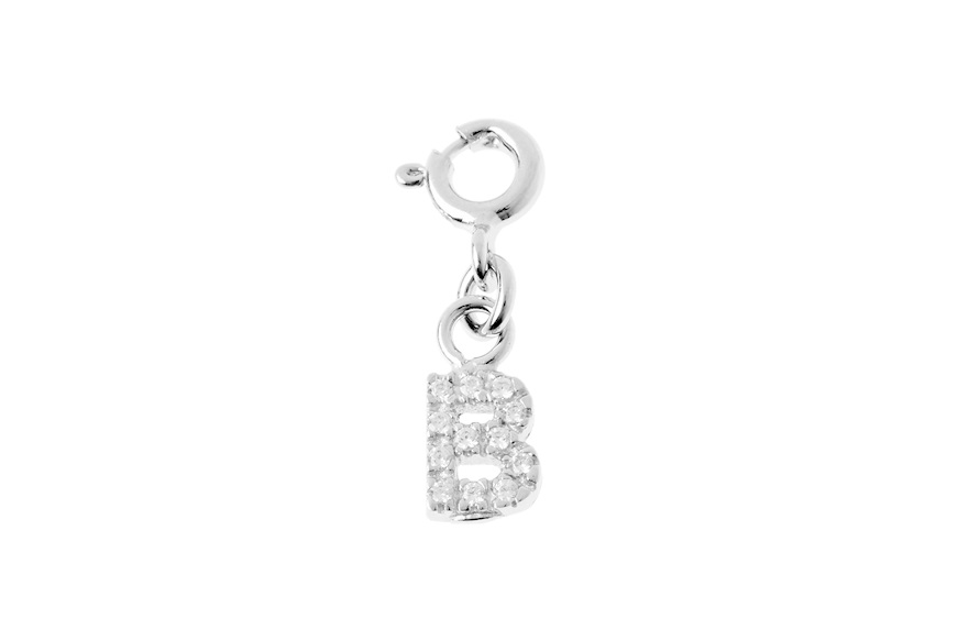 B Letter Charm silver with zircons Sovrani
