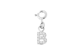 B Letter Charm silver with zircons Sovrani