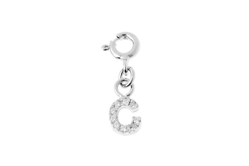 C Letter Charm silver with zircons Sovrani