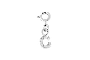 C Letter Charm silver with zircons Sovrani