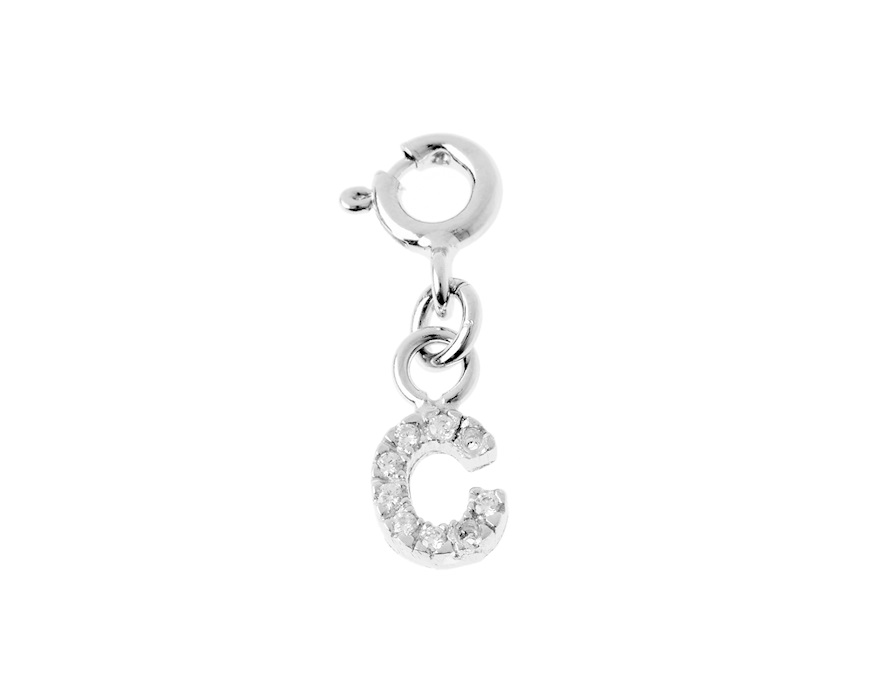 C Letter Charm silver with zircons Sovrani