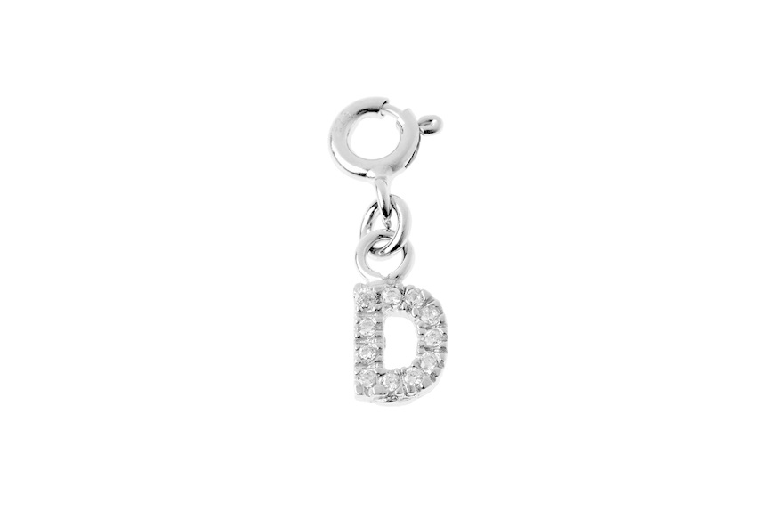 D Letter Charm silver with zircons Sovrani