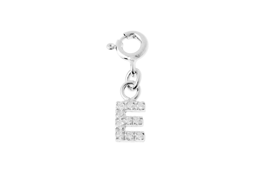E Letter Charm silver with zircons Sovrani