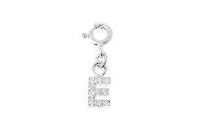 E Letter Charm silver with zircons Sovrani