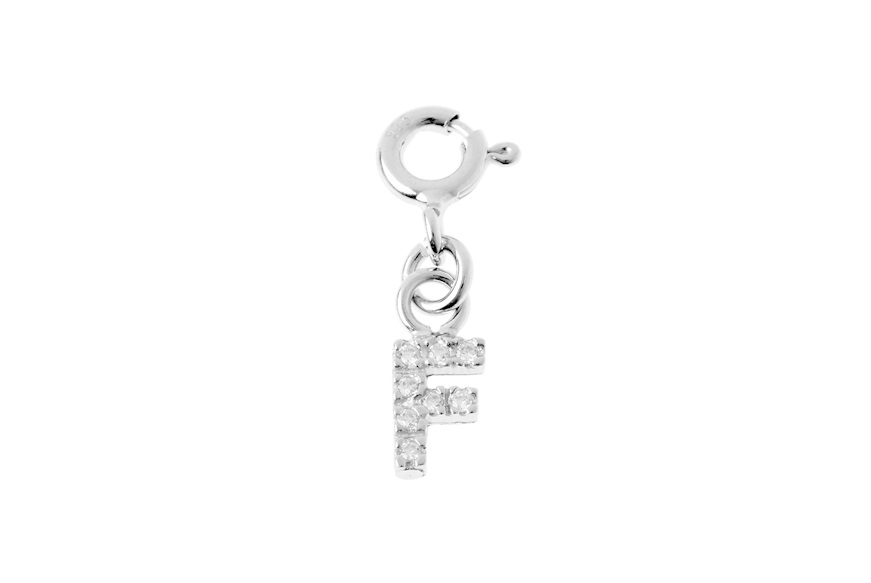 F Letter Charm silver with zircons Sovrani