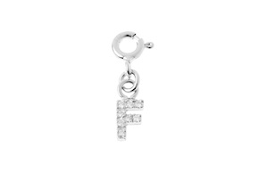 F Letter Charm silver with zircons Sovrani
