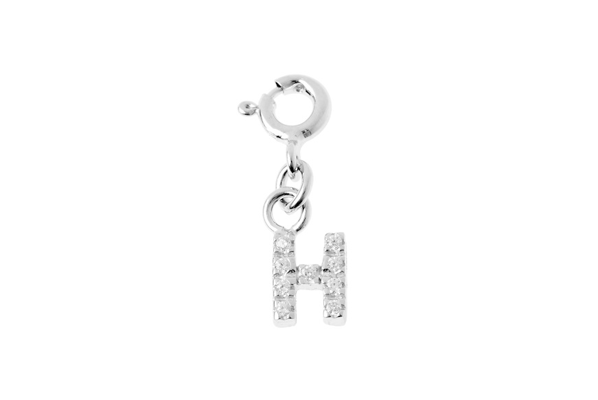 H Letter Charm silver with zircons Sovrani