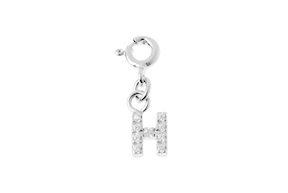 H Letter Charm silver with zircons Sovrani