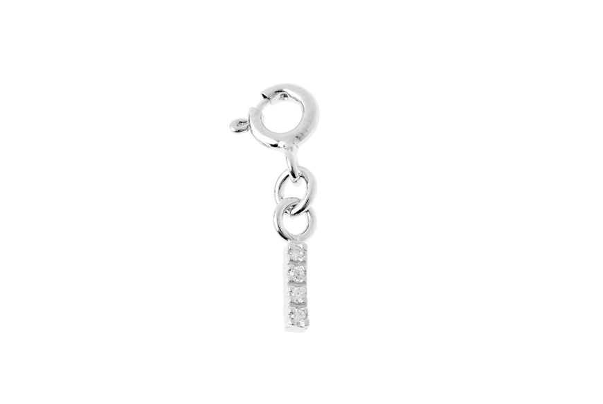 I Letter Charm silver with zircons Sovrani