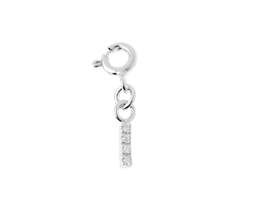 I Letter Charm silver with zircons Sovrani