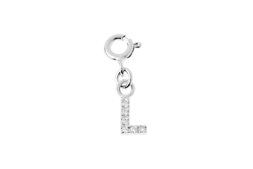 L Letter Charm silver with zircons Sovrani