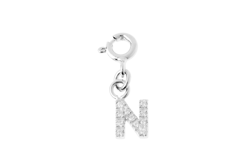 N Letter Charm silver with zircons Sovrani