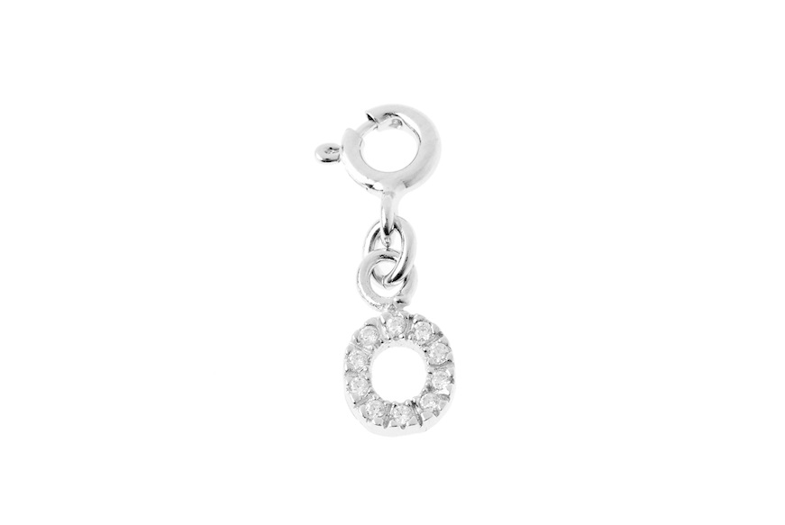 O Letter Charm silver with zircons Sovrani
