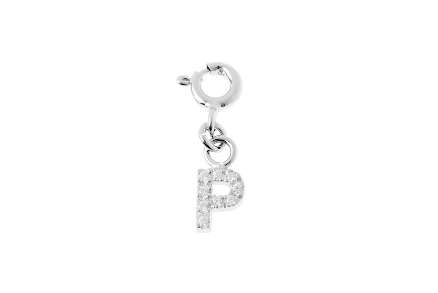 P Letter Charm silver with zircons Sovrani