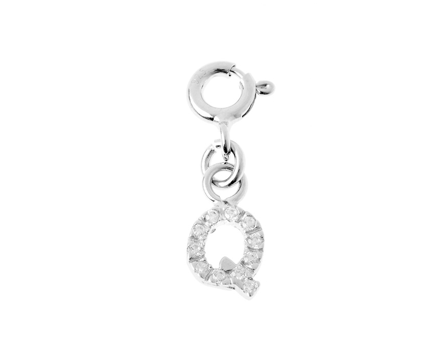 Q Letter Charm silver with zircons Sovrani