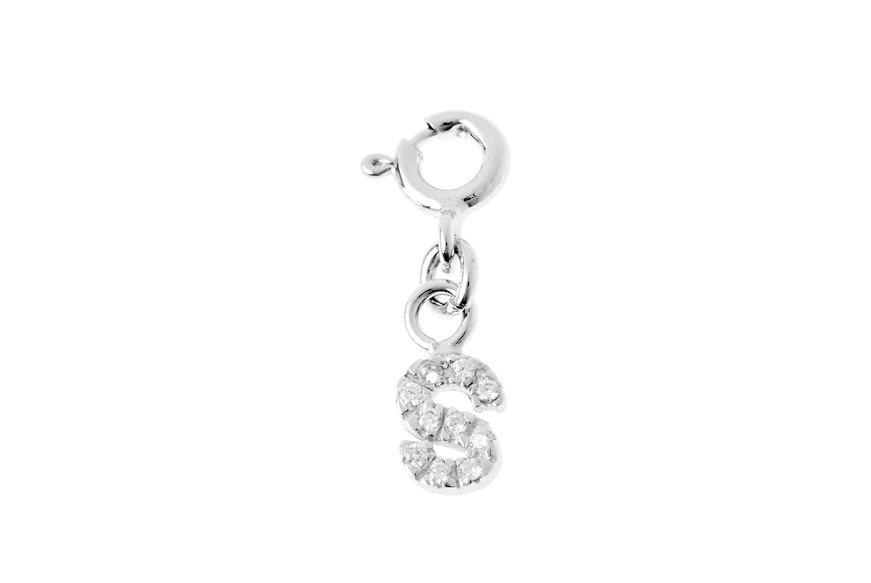 S Letter Charm silver with zircons Sovrani