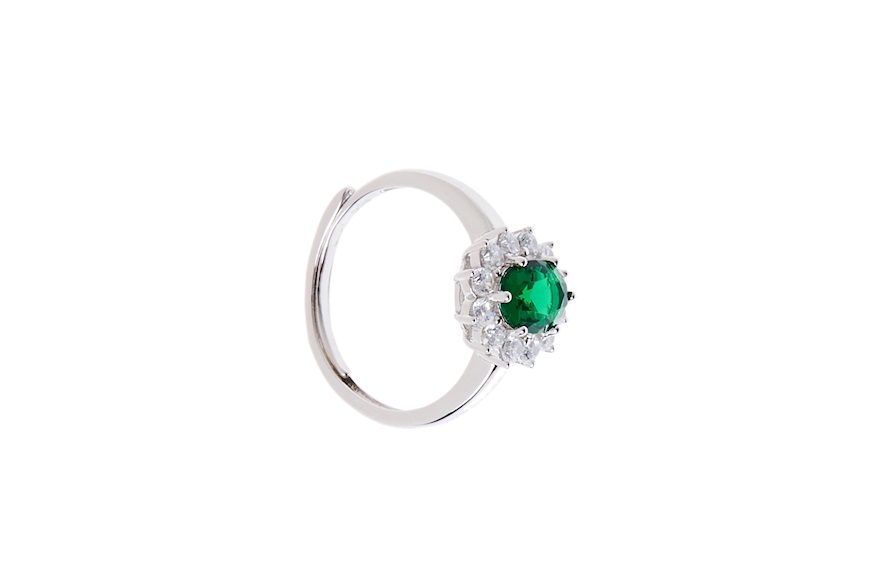 Ring Luce silver with cubic zirconia and emerald zircon Sovrani