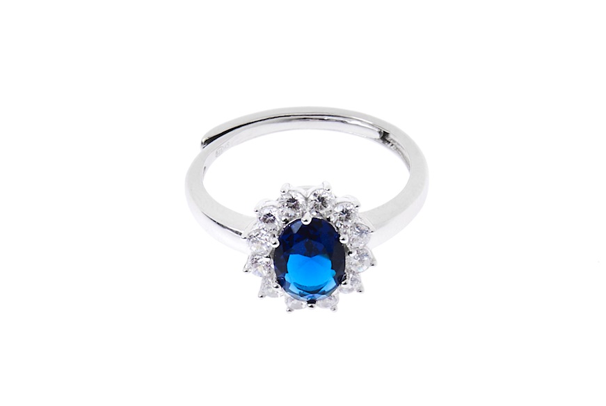 Ring Luce silver with cubic zirconia and sapphire zircon Sovrani