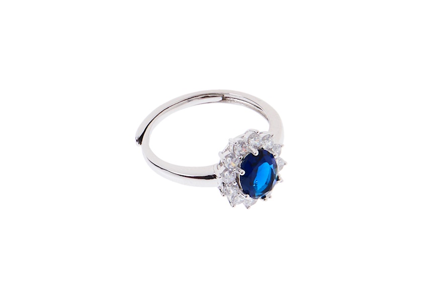 Ring Luce silver with cubic zirconia and sapphire zircon Sovrani