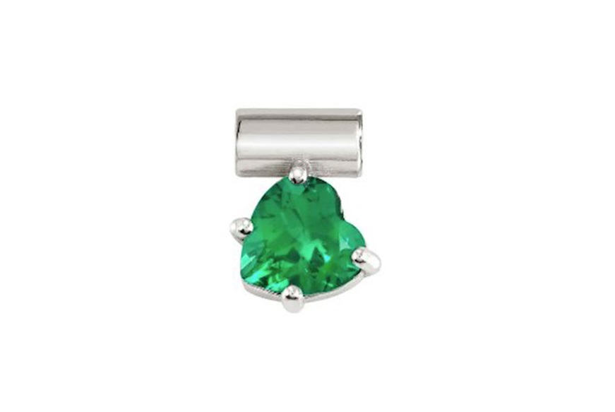 Ciondolo SeiMia argento cuore con zircone verde Nomination