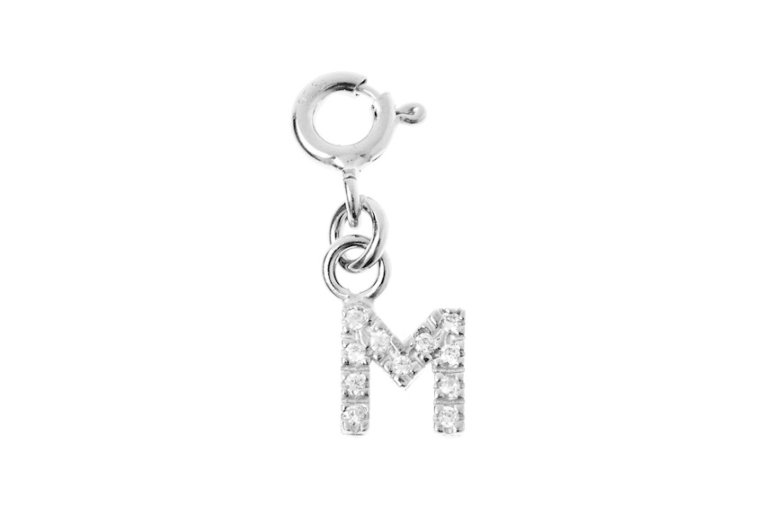 M Letter Charm silver with zircons Sovrani