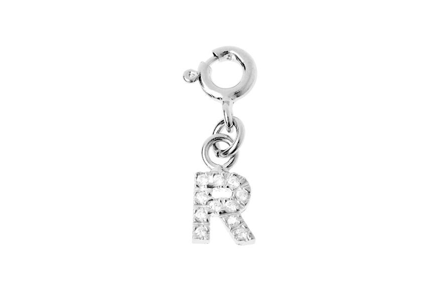 R Letter Charm silver with zircons Sovrani