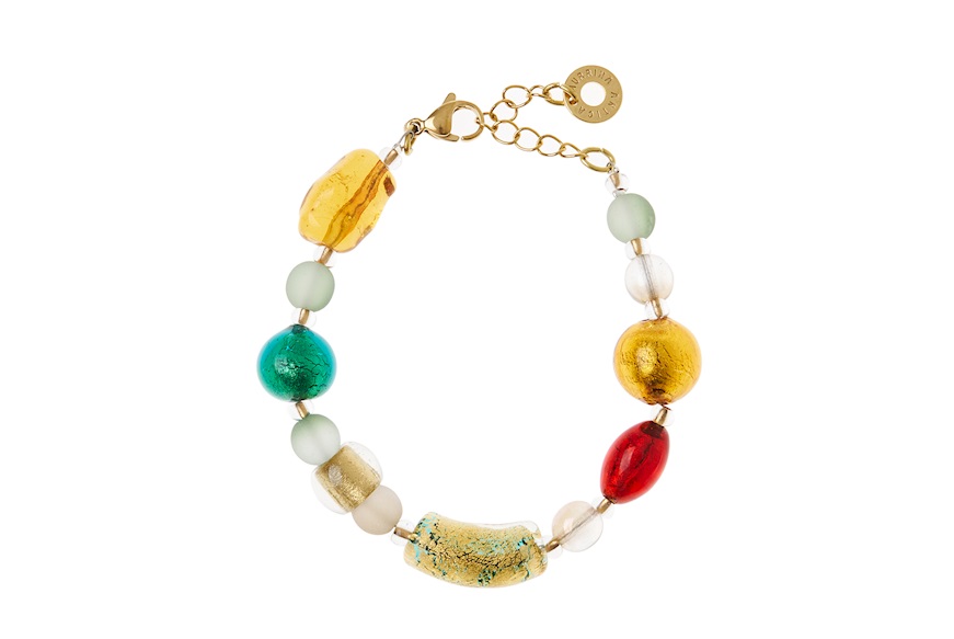 Bracelet Venezia in Green glass with gold leaf Antica Murrina