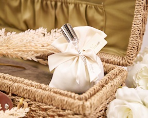 Cucchiaino da zucchero argento in stile Inglese con sacchetto portaconfetti Selezione Zanolli