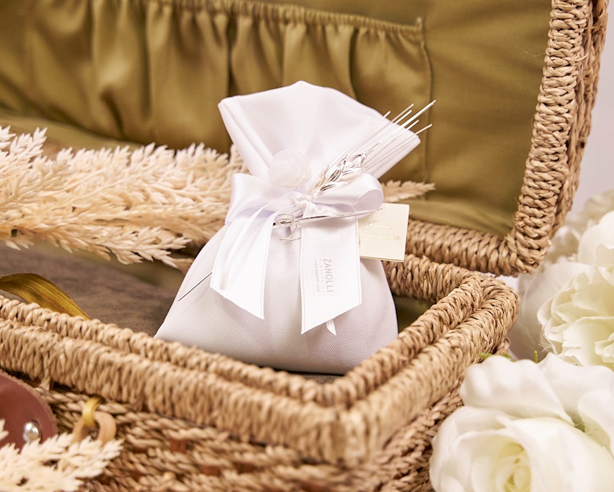 Bomboniera Spiga argento con sacchetto portaconfetti Selezione Zanolli