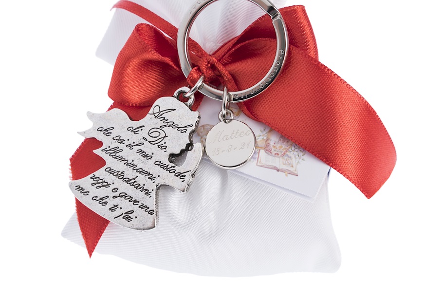 Keychain with angel of God prayer and sugared almonds Selezione Zanolli