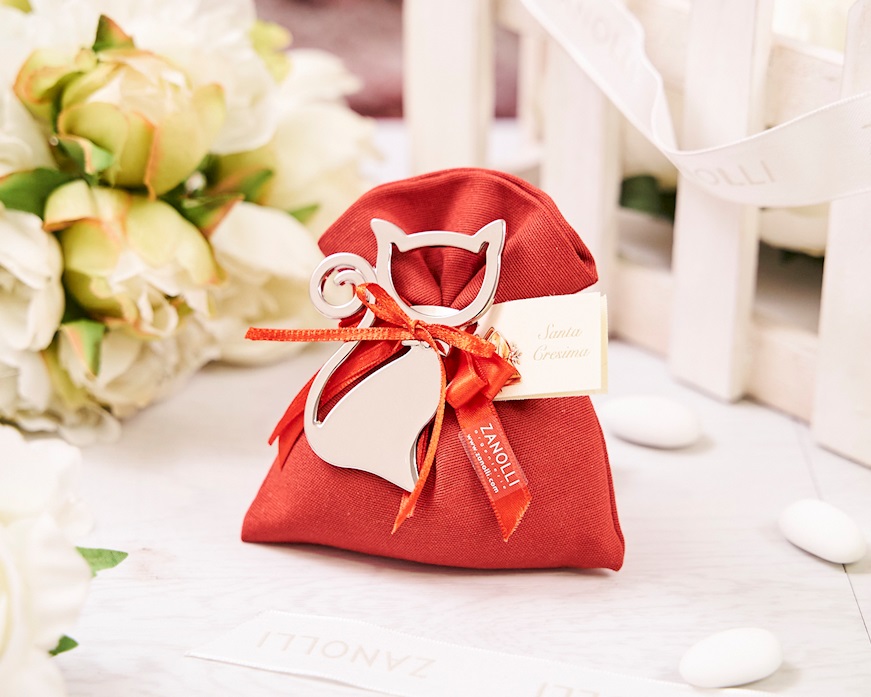 Apribottiglie magnetico Gatto con sacchetto portaconfetti Selezione Zanolli