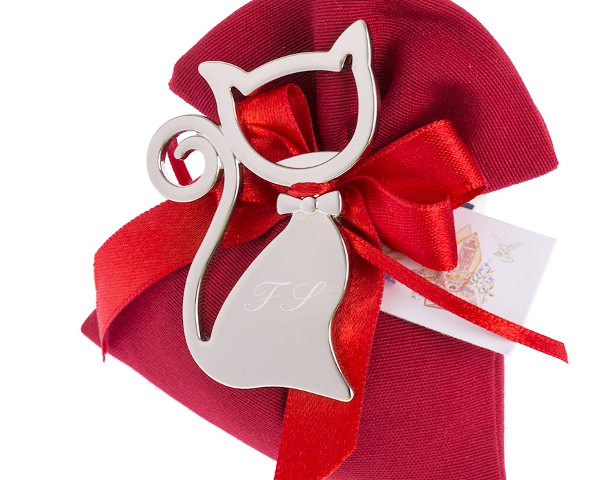 Apribottiglie magnetico Gatto con sacchetto portaconfetti Selezione Zanolli