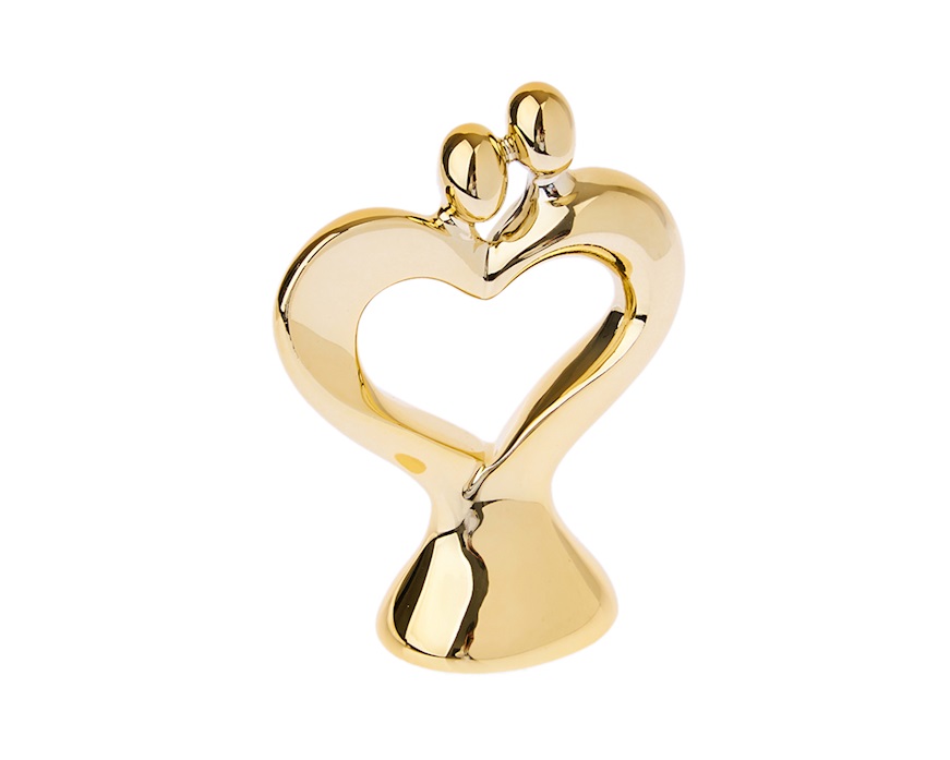 Couple Statue small golden heart with sugared almonds Selezione Zanolli
