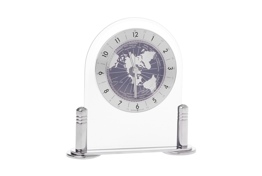 Table Clock steel with blue world Selezione Zanolli