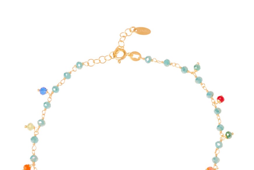 Anklet silver gold with blue and multicolored crystals Selezione Zanolli