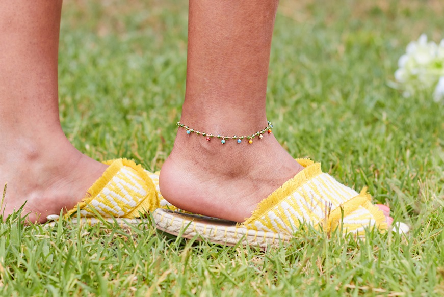 Anklet silver gold with green and multicolored crystals Selezione Zanolli