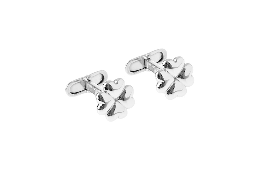 Cufflinks silver platinum-plated four-leaf clover Selezione Zanolli