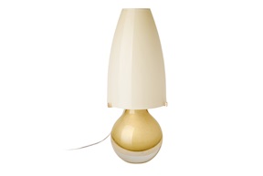 Lampada da tavolo Argea vetro di Murano pagliesco foglia oro e lattimo