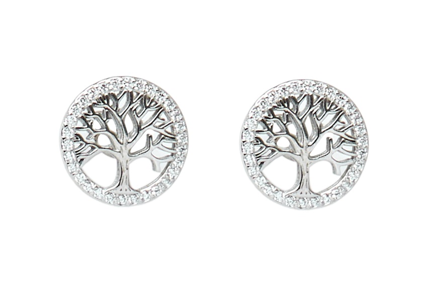 Earrings Tree of Life silver with white zircons Selezione Zanolli