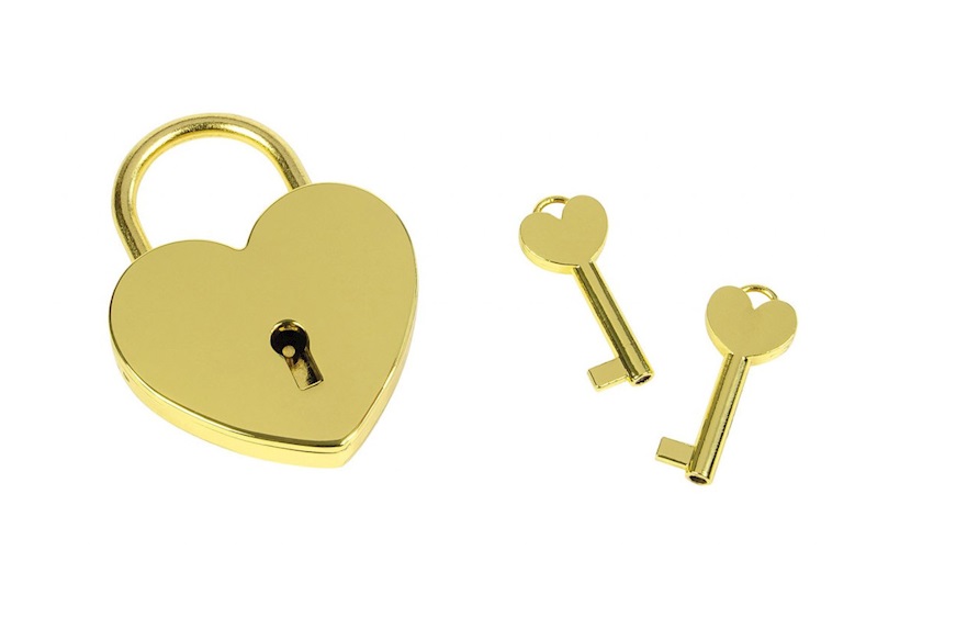 Heart Padlock Keyring in gold plated metal Selezione Zanolli