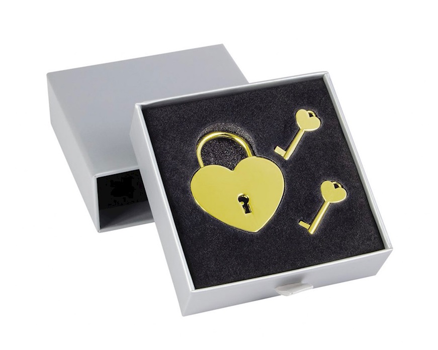 Heart padlock keyring in gold plated metal Selezione Zanolli