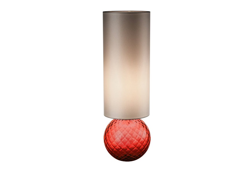 Table lamp Balloton Murano glass red with beige shadelamp Venini