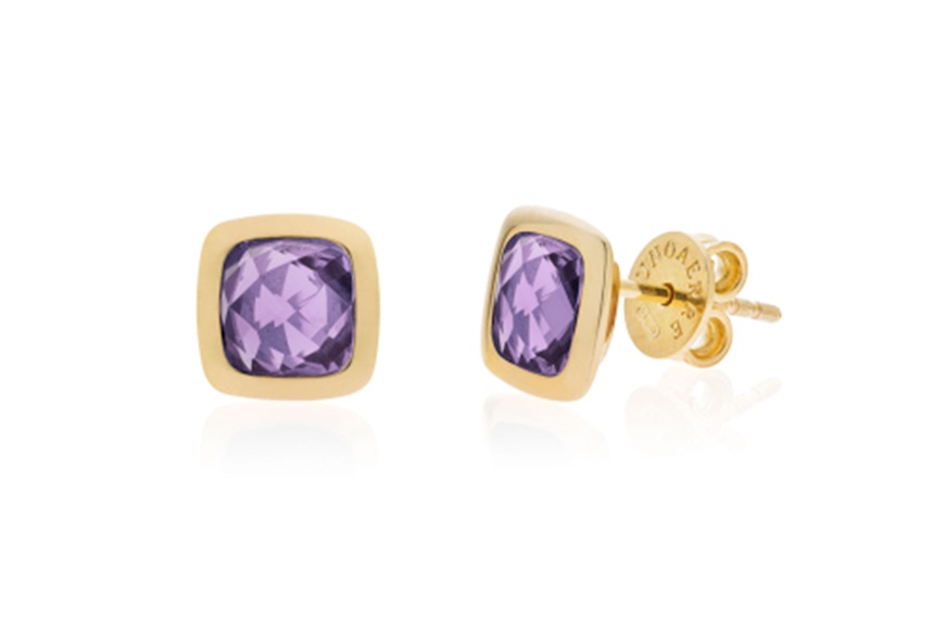 Stud earrings Crystal Color silver with amethyst crystal Unoaerre