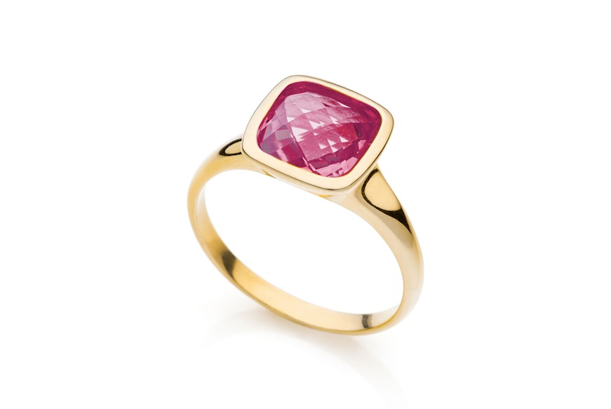 Ring Crystal Color silver with rubellite crystal Unoaerre